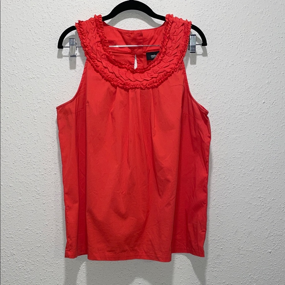 Orange/Red Sleeveless Ruffle Top